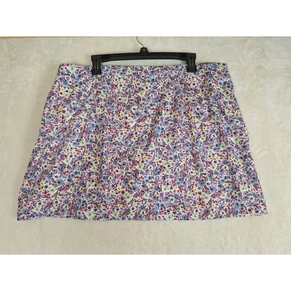 Tek Gear Womens Golf Skort XXL Skirt Shorts Tennis Colorful Floral Zip Closure